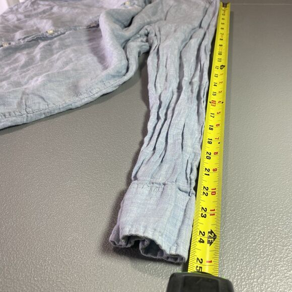 JACHS 100% Linen Shirt Button Front Long Sleeve Blouse Womens XL Light Blue - Picture 8 of 9